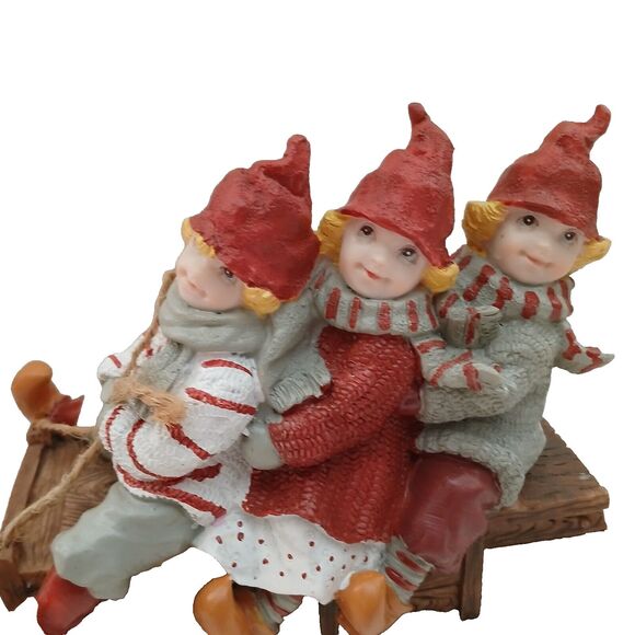 Sid Kids Dashing through the Snow Sleigh Christmas Holiday Ceramic Coin Bank - Picture 2 of 6